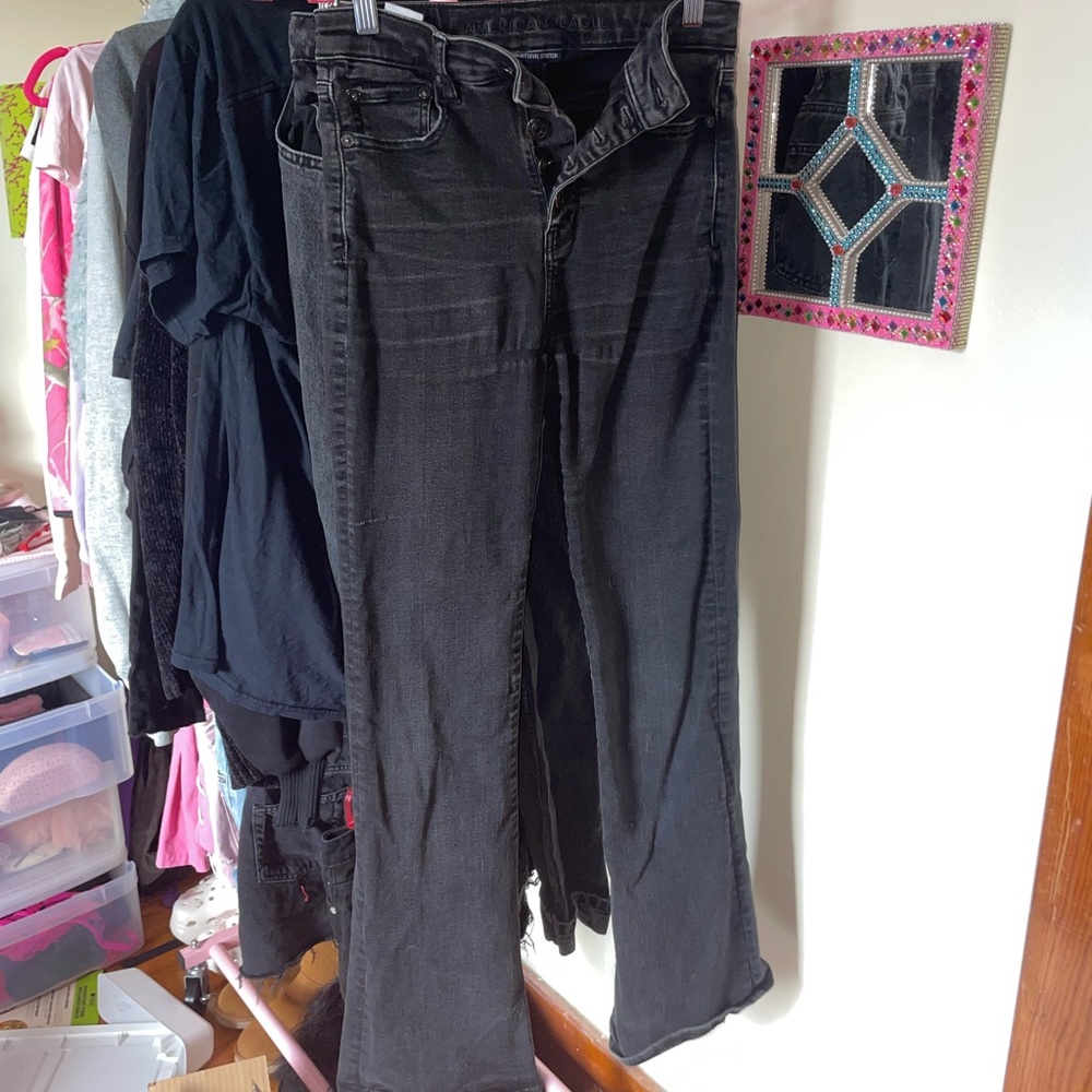 American Eagle Black High-Waisted Flare Jeans